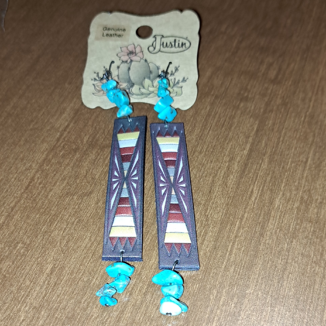 Justin Boots Turquoise And Purple Earrings